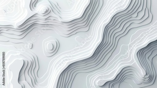 Topographic map lines banner background vector Light gray color, white background photo