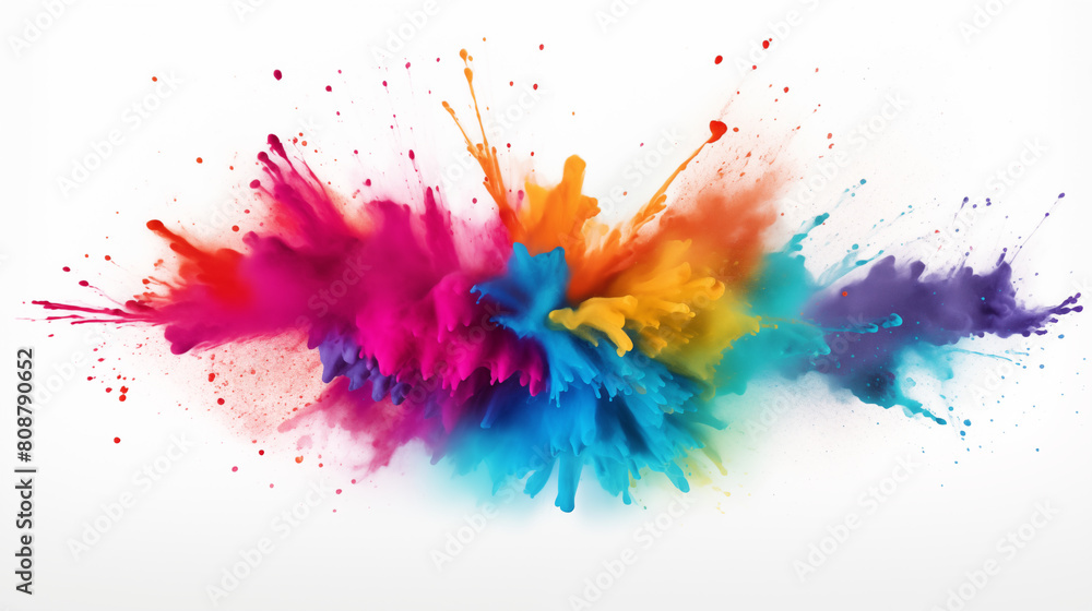 Explosion splash of colorful powder isolated on white background.