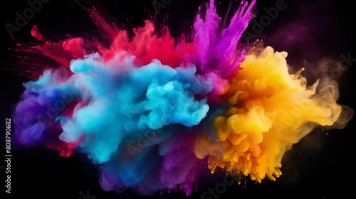 Explosion splash of colorful powder isolated on background.