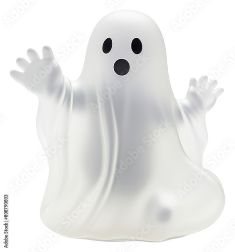 PNG  Spookie ghost white white background representation. photo