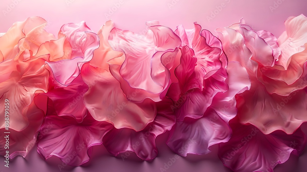 A serene image of velvet textures that simulate the softness of flower petals, in light and dark pink tones.
