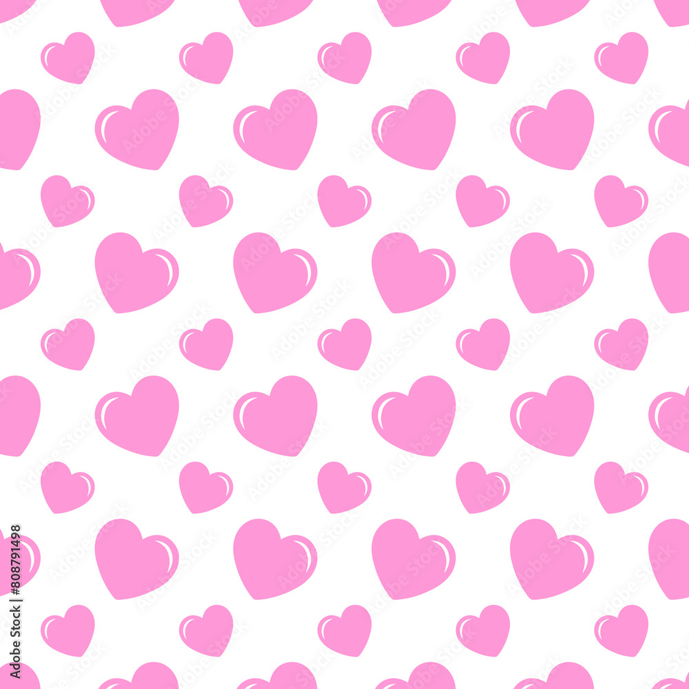 Pink Heart Cute Seamless Pattern Background Vector Illustration