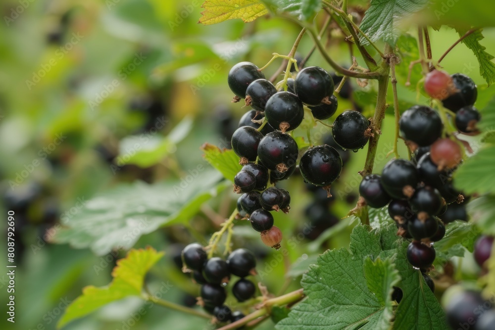 Black currant berries harvest. Macro juicy organic sweet food. Generate Ai Black currant berries harvest. Macro juicy organic sweet food. Generate Ai