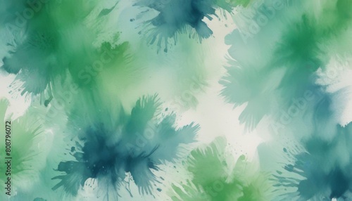 blue green and white watercolor background with abstract cloudy sky concept with color splash design and fringe bleed stains and blobs photo