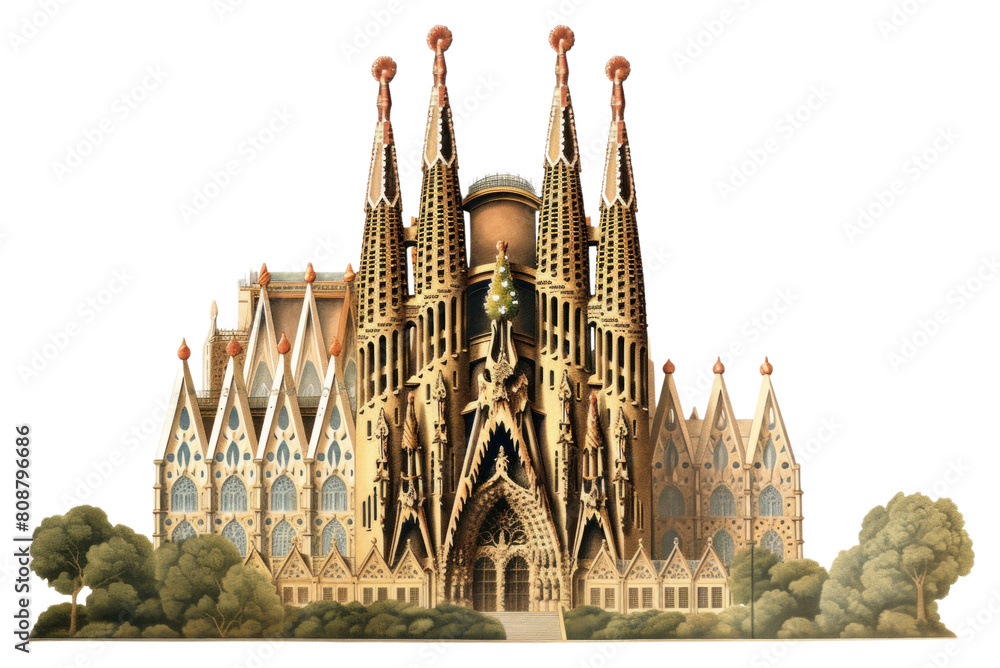 PNG Sagrada Familia in Barcelona architecture building landmark