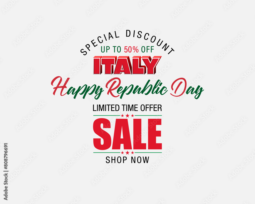 Φωτογραφία Holiday design, background with handwriting texts and national flag colors for second of June, Republic day holiday, sales and commercial events in Italy
