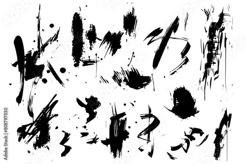 Ink Brush Stroke Splash Vector Set  Grunge Elements for Artistic Designs.