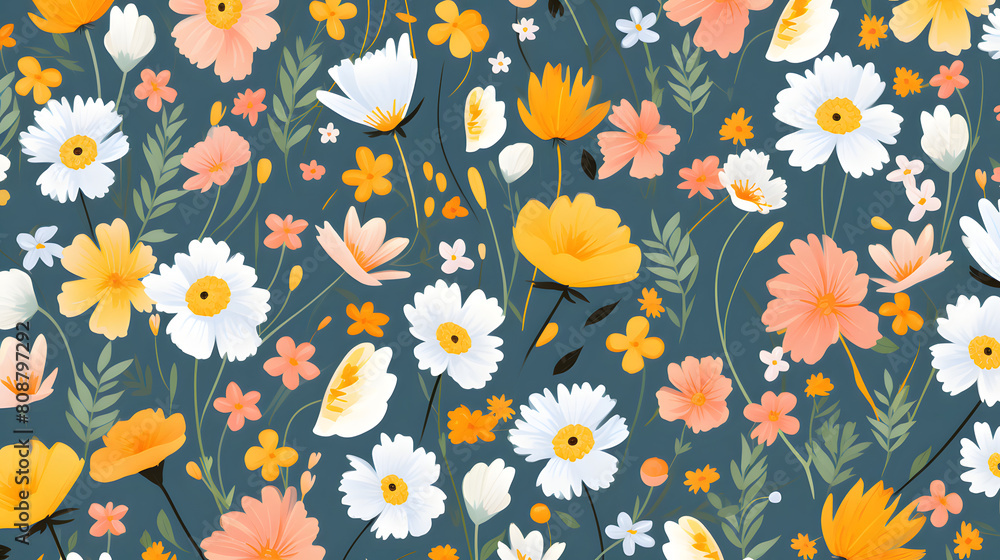 custom made wallpaper toronto digitalSummer flowers ditsy pattern abstract graphic poster background
