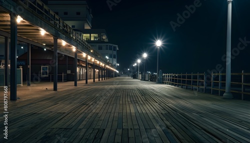 Nighttime Boardwalk with Streetlights © Steven