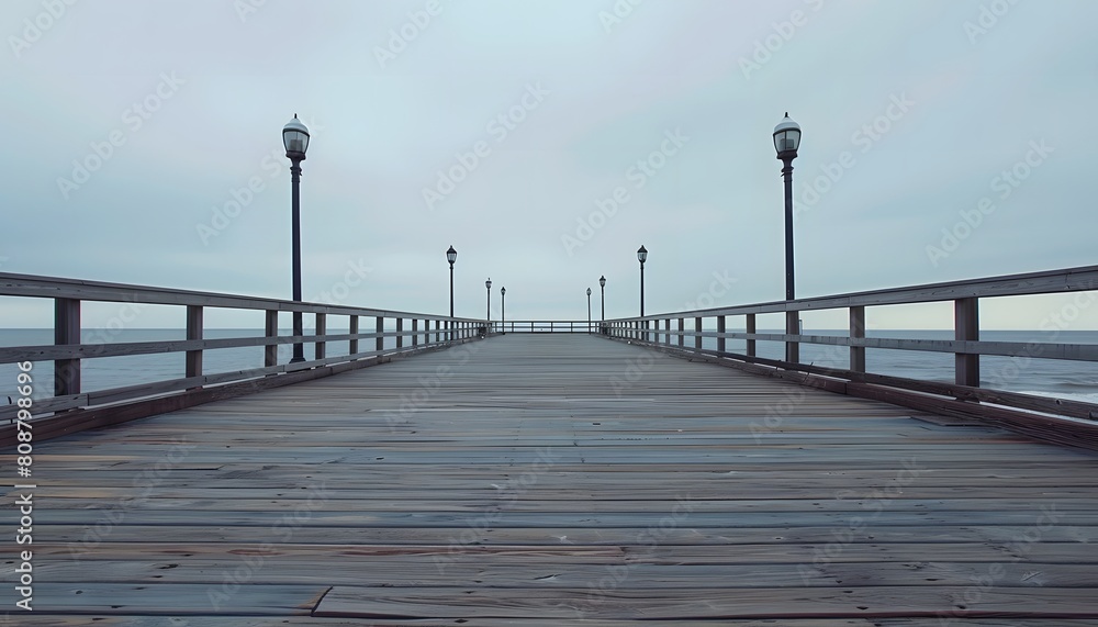 Empty Wooden Pier Over Ocean