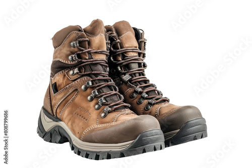 A Pair of Hiking Boots on a White Background