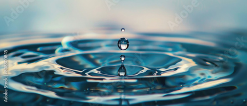 Water droplets that fall in a spherical motion shape on the surface of the water create rippling waves created with Generative AI Technology