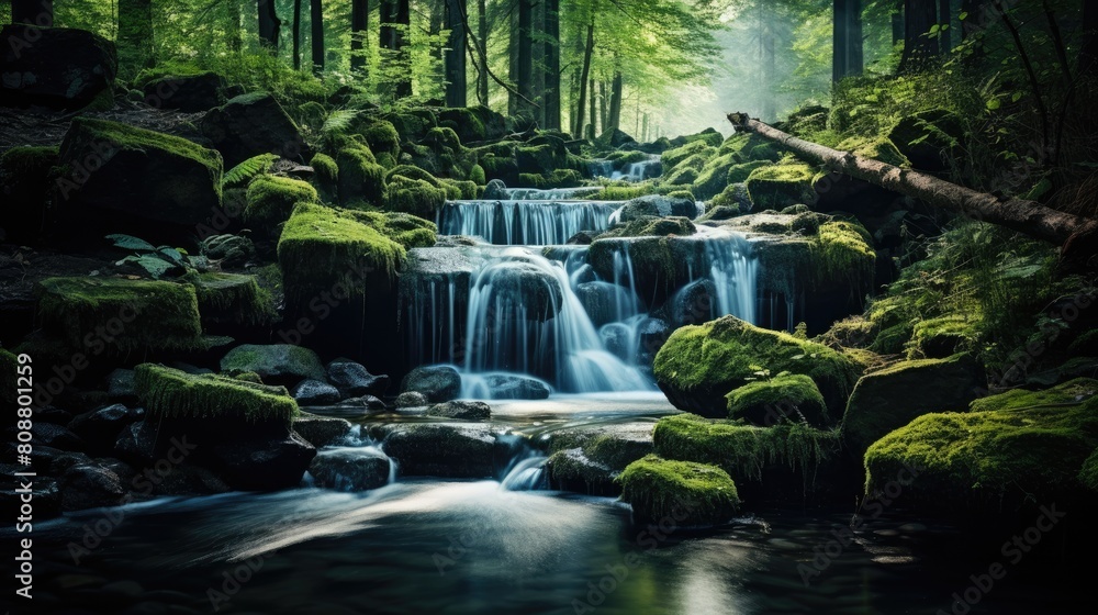 Naklejka premium Beautiful waterfall in the forest