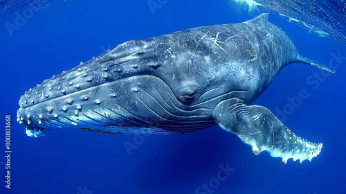 A whale is swimming in the ocean © JVLMediaUHD