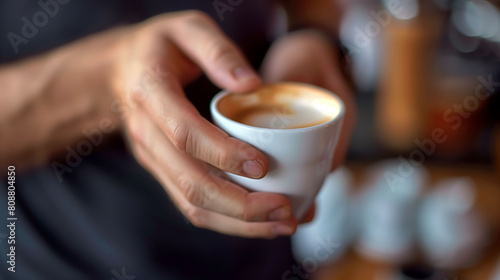 Cafe Embrace  Hand Cradling a Coffee Cup with Care