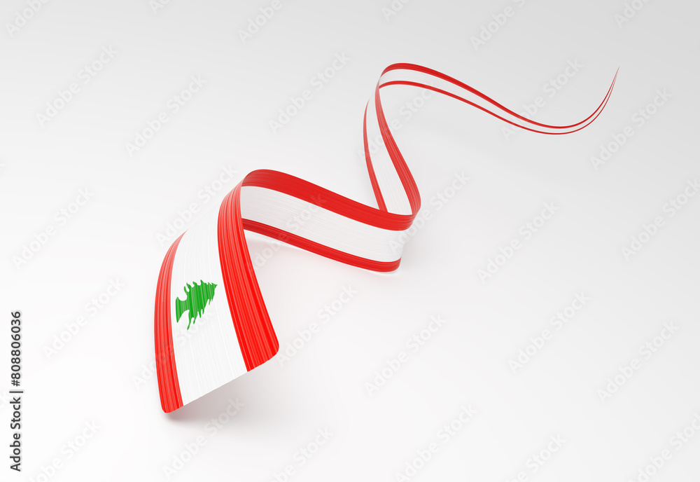 3d Flag Of Lebanon 3d Wavy Shiny Lebanon Ribbon Flag Isolated On White Background 3d Illustration 3d Flag Of Lebanon 3d Wavy Shiny Lebanon Ribbon Flag Isolated On White Background 3d Illustration
