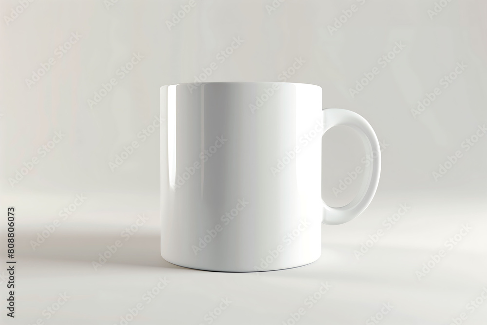 Minimalist Chic: Plain White Coffee Mug on a Light Background Minimalist Chic: Plain White Coffee Mug on a Light Background