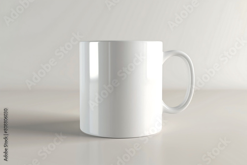 Minimalist Chic: Plain White Coffee Mug on a Light Background