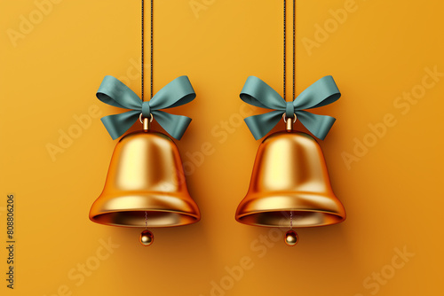 Christmas bells flat design top view joyful ringing 3D render Complementary Color Scheme