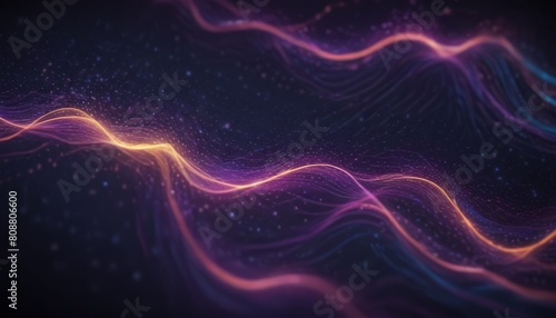 Technology digital wave background concept .Beautiful motion waving dots texture with glowing defocused particles. Cyber or technology background