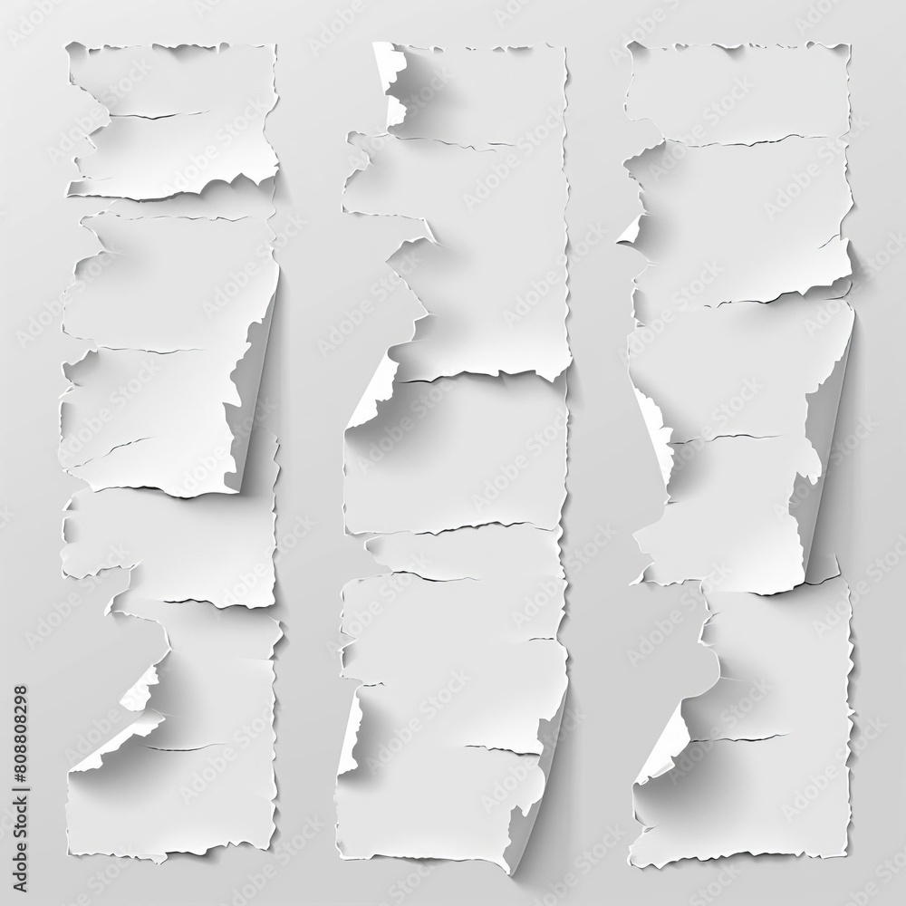 Set of white torn or ripped paper sheet Scrapbook edge Set of white torn or ripped paper sheet Scrapbook edge