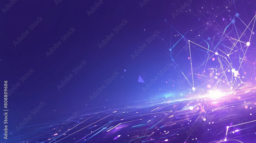 Vector illustration purple technology background with glowing connected dots