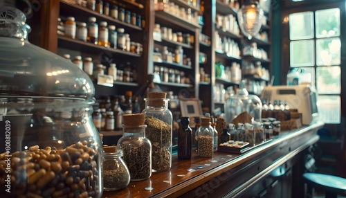 Traditional Apothecary Selling Herbal Remedies  Evoking Charm of Natural Healing and Medicine