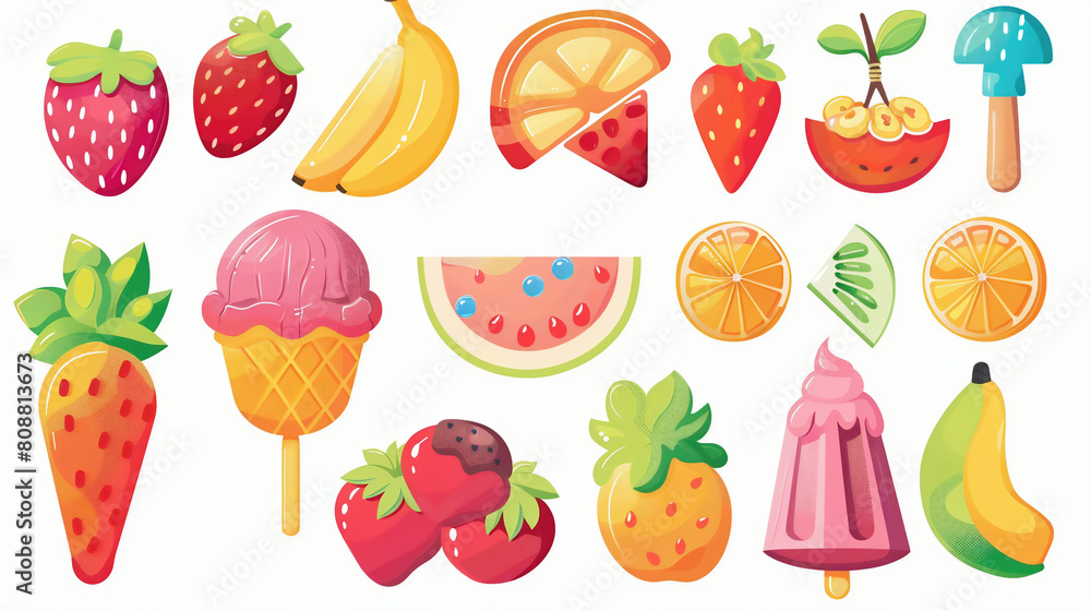 Elements to create your own ice cream. Ice cones, cups, scoops and toppings. Elements to create your own ice cream. Ice cones, cups, scoops and toppings.