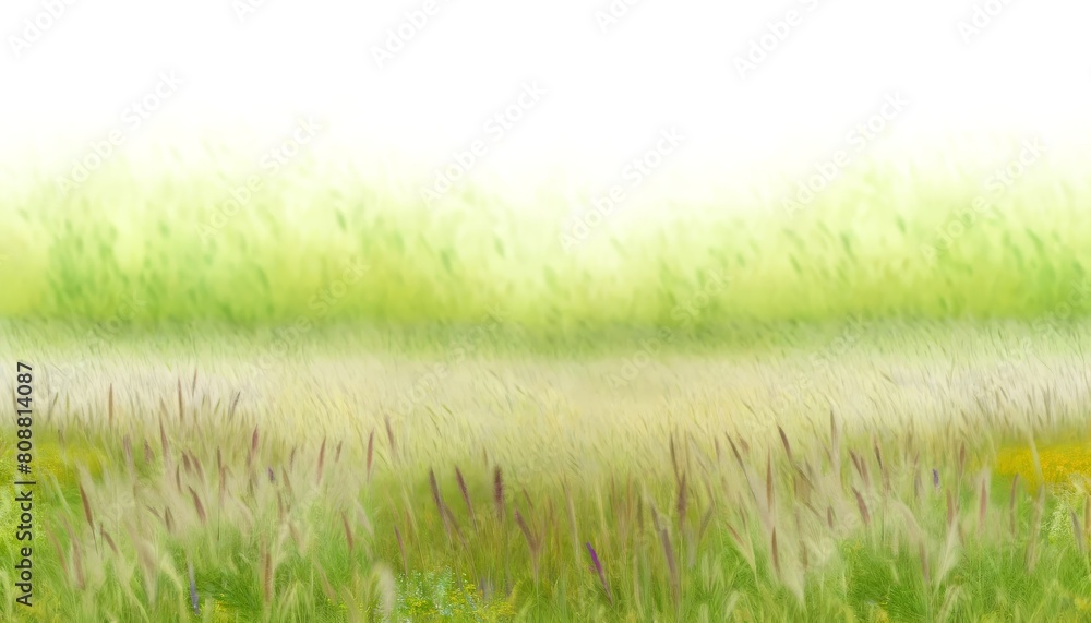 Fototapeta premium Serene green meadow with soft grass and wildflowers 