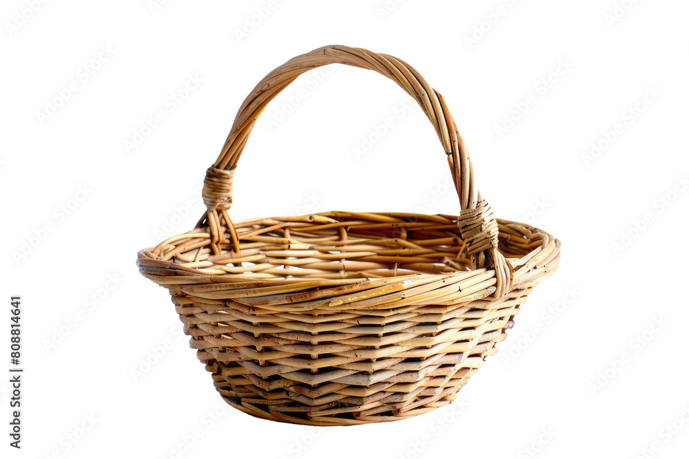 Wicker Basket on White Background