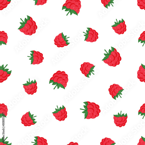 Seamless pattern of raspberry berries. Summer background with berries wallpaper.