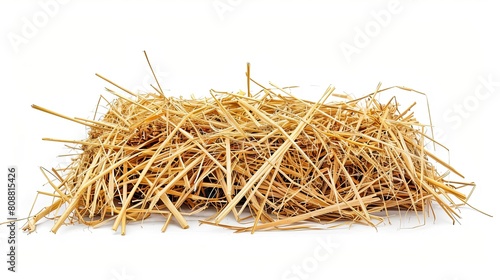 Bundles of hay isolated on a white background. Top view.