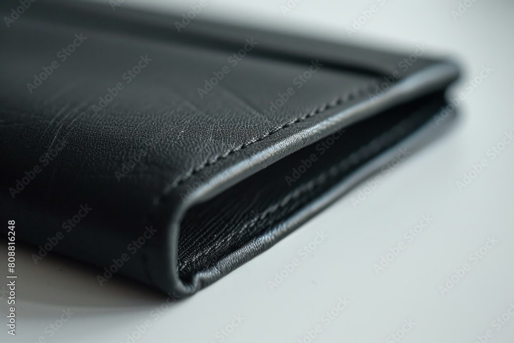 Black leather wallet. White fashion. Generate Ai Black leather wallet. White fashion. Generate Ai