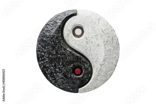 Black and White Yin - Yang Symbol on White Background