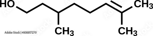 Citronellol structural formula, vector illustration  photo