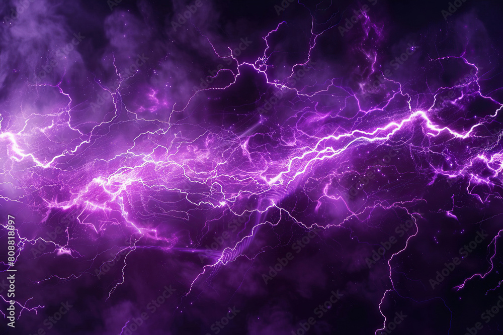 Generative ai on theme of scary bright electric lightning bolt with branches in the night dark sky Generative ai on theme of scary bright electric lightning bolt with branches in the night dark sky