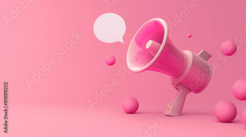Megaphone speaker or loudspeaker bullhorn for announcements, promotion, discount sales advertising background with free place for text