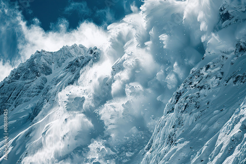 Wallpaper Mural Generative ai on theme of descent of an huge avalanche from the mountain, winter nature landscape Torontodigital.ca