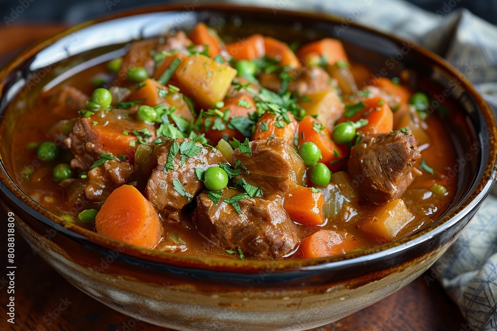 Bowl of Irish Lamb Stew With Carrots, Peas, and Meat Bowl of Irish Lamb Stew With Carrots, Peas, and Meat