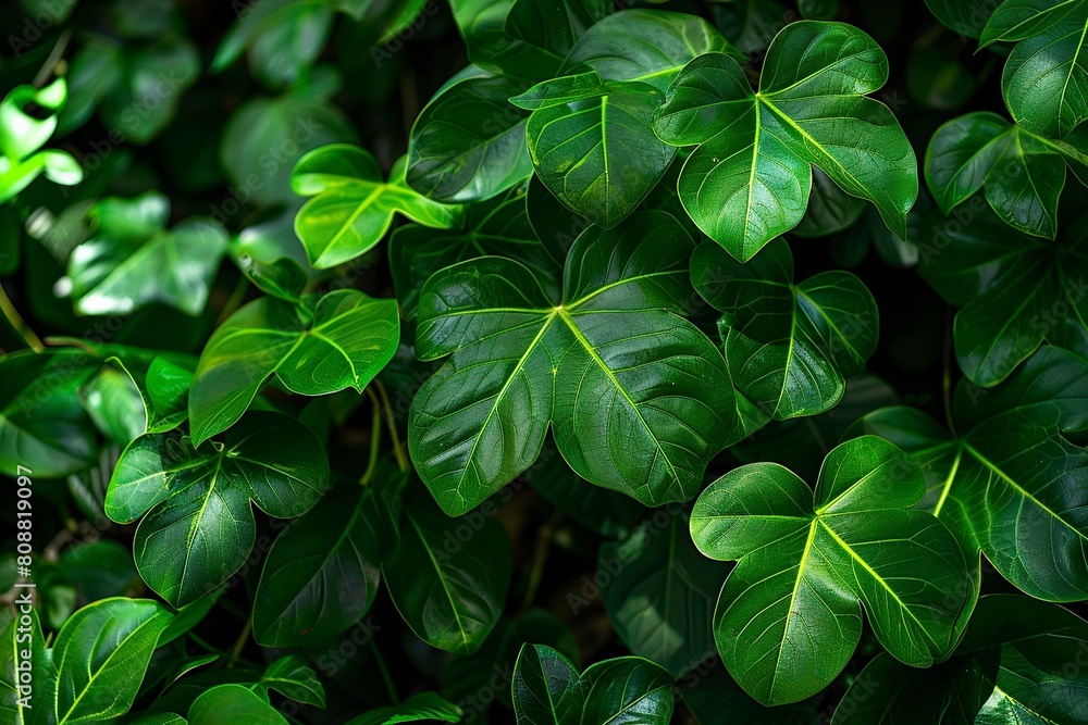 Close Up of Green and White Philodendron Congo Plant Close Up of Green and White Philodendron Congo Plant