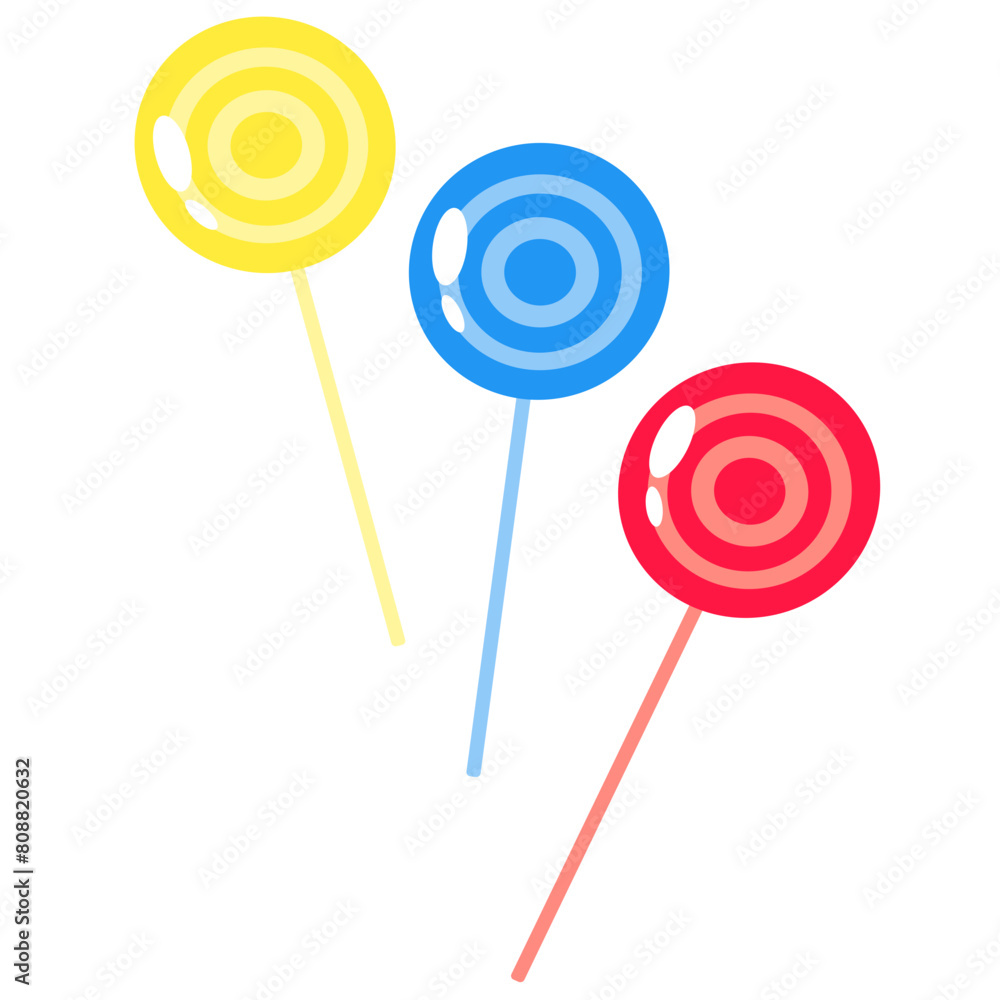 Three lollipops. Sweets. Multi-colored lollipops. Candies Three lollipops. Sweets. Multi-colored lollipops. Candies