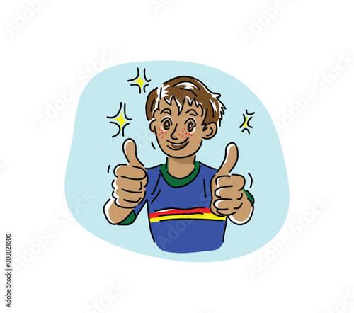 Boy with Thumb Up Illustration, art vector design