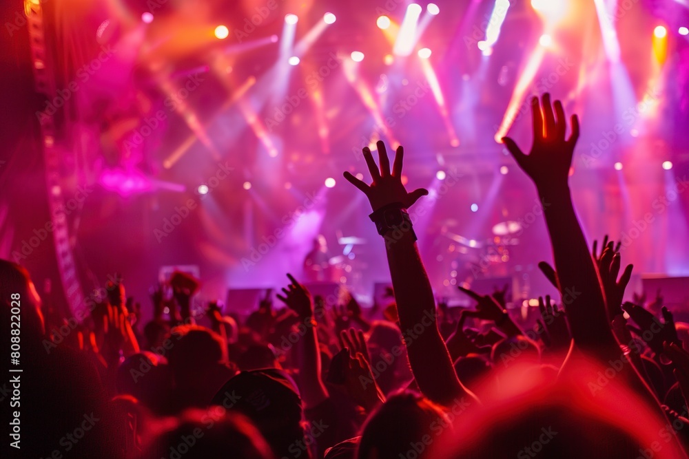 Energetic Crowd Raises Hands at Concert