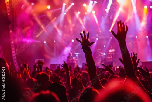 Energetic Crowd Raises Hands at Concert