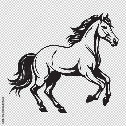 Black simple horse icon logo design  vector illustration on transparent background