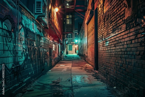 Dark Alley With Graffiti