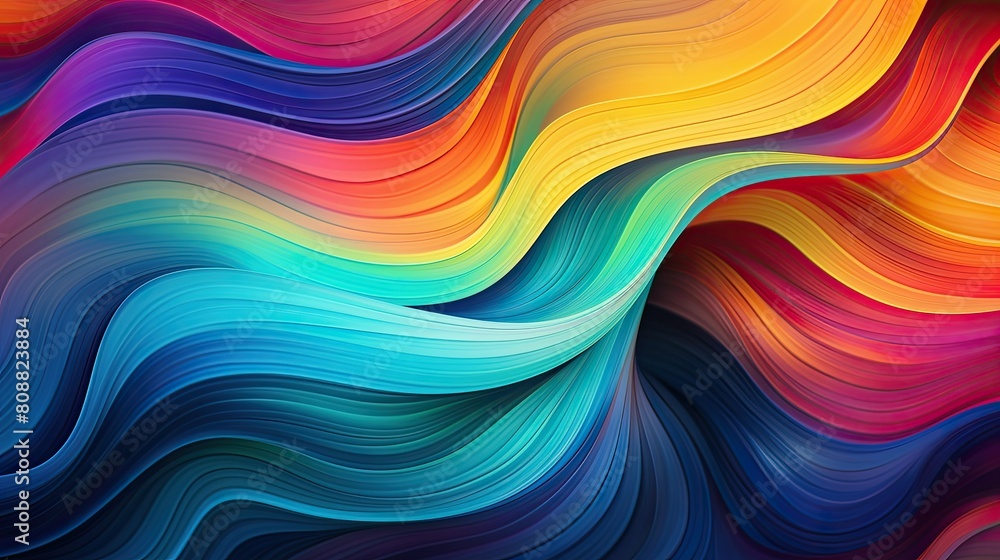 Abstract waves of vibrant colors pulsating and swirling