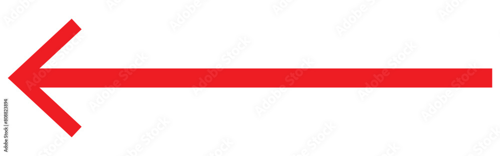 Red Long arrow to the left . vector, isolated. Red arrow isolated on transparency background Red Long arrow to the left . vector, isolated. Red arrow isolated on transparency background