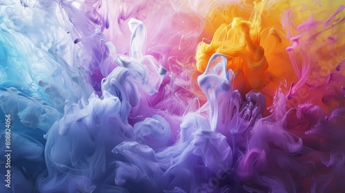 Colorful paints dance gracefully, swirling and blending into each other, creating a stunning visual symphony.