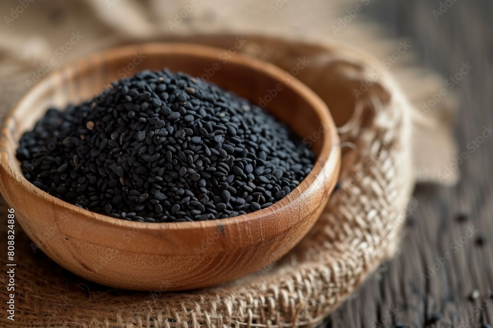 Black sesame seeds. Food natural cooking. Generate Ai Black sesame seeds. Food natural cooking. Generate Ai